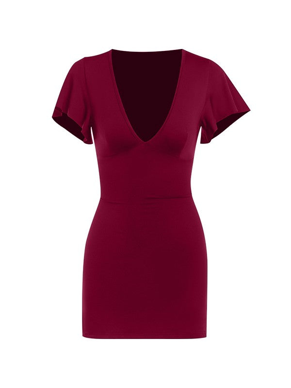 Ruffle Sleeve Bodycon Mini Dress Maxct