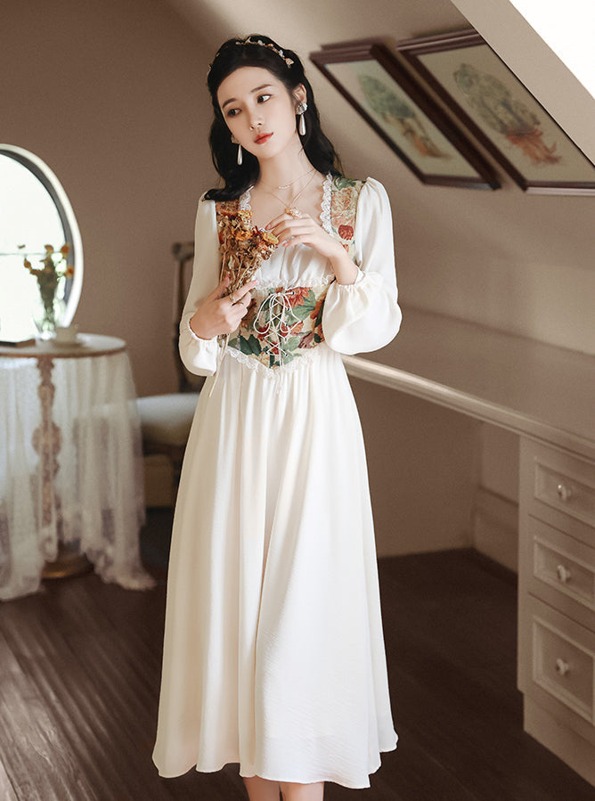 Floral Tapestry Jacquard Corset Dress Maxct