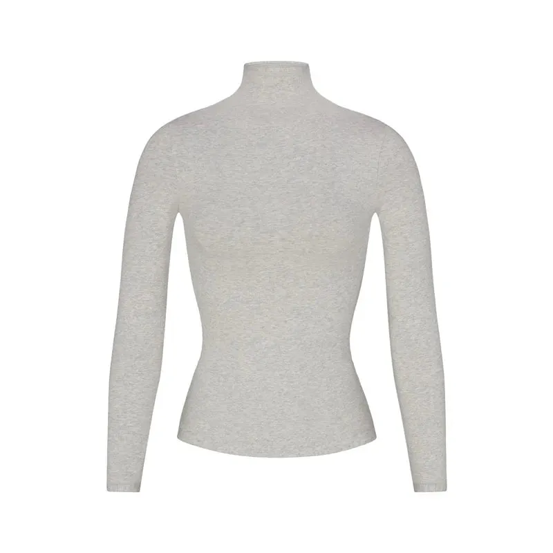 Maxct Solid Color Slim Fit T-shirt Women Spring Autumn Basic Crop Tops Casual Long Sleeve High Neck Female Fashion Tees Clothes