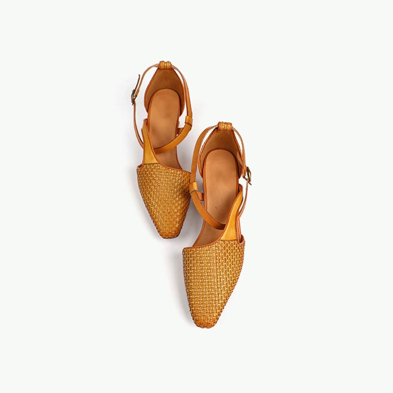 Women's Woven Pumps Sandals Point Toe Kitten Heels Maxct