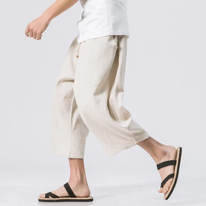 Maxct Cotton Linen Loose Harem Shorts