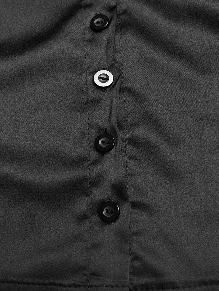 Maxct Satin Long Sleeve Buttoned Crop Blouse