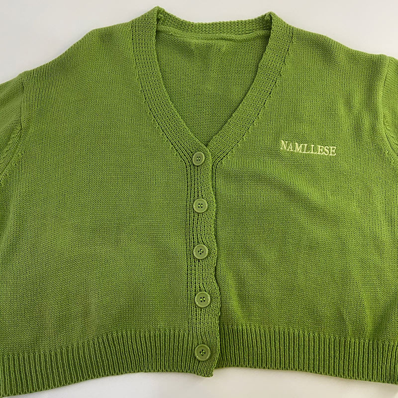 Maxct V Neck Button Front Knit Cardigan