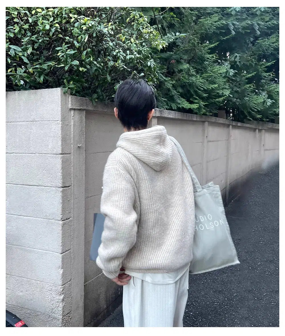 Maxct Striped Loose Fit Hooded Sweater