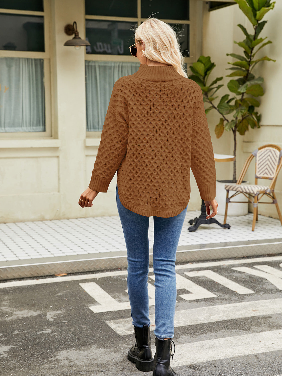 Maxct &Mock Neck Slit Sweater