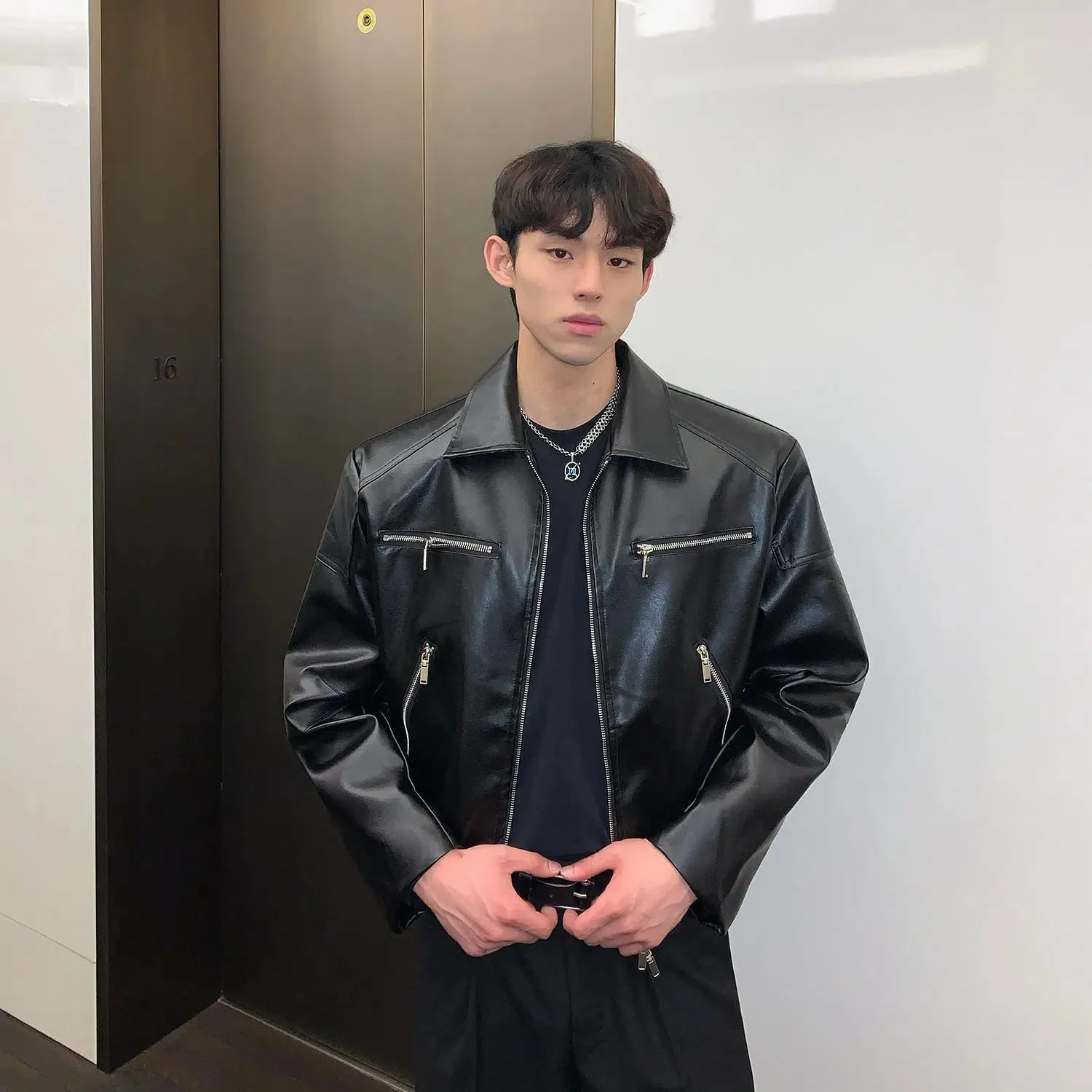 Maxct Zipper Short Leather Jacket