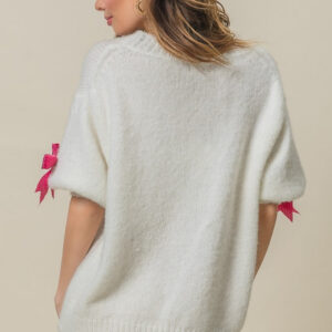 Maxct &BiBi Sequin Bow Puff Sleeve Sweater