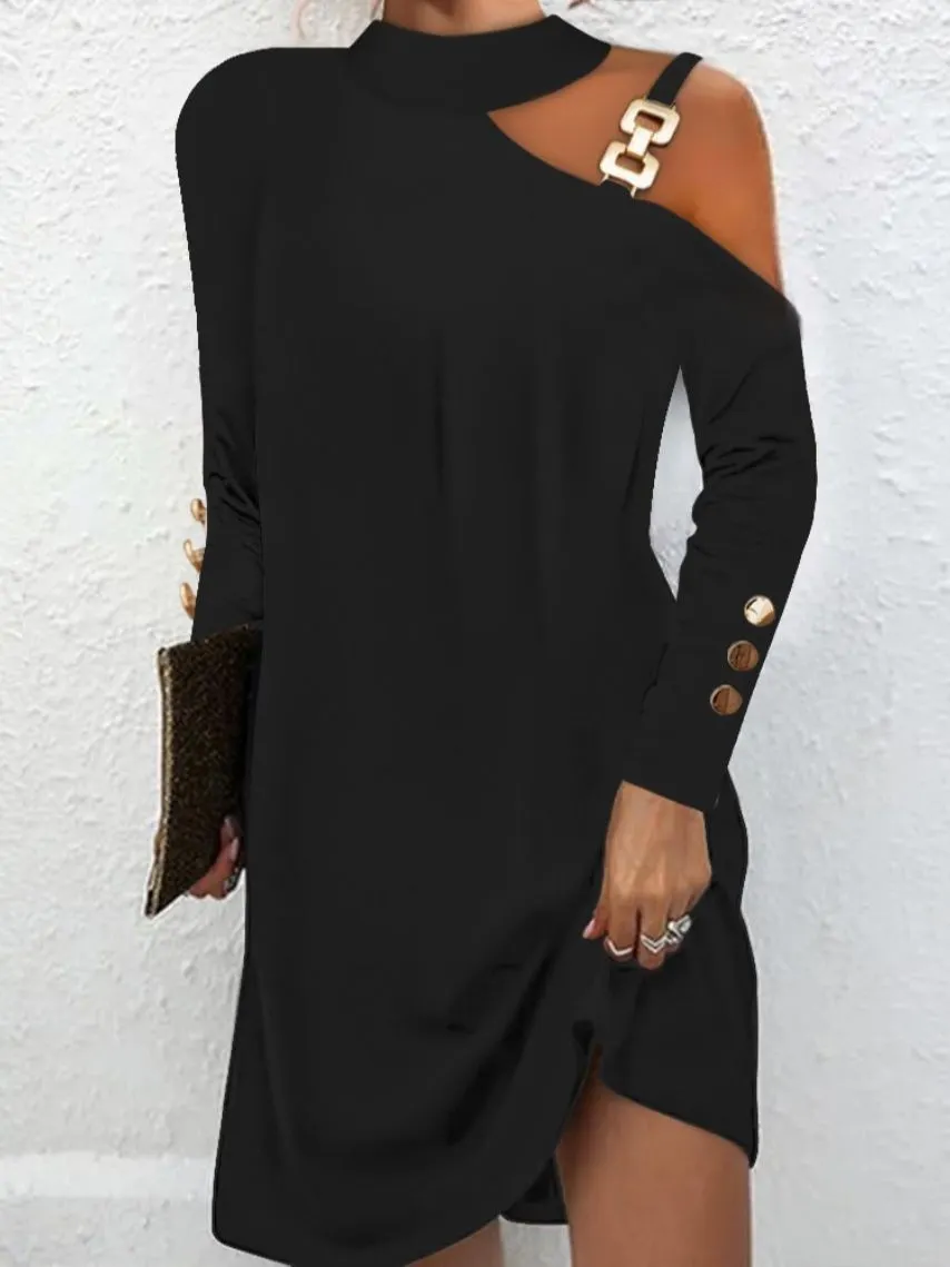 Maxct Maxct Hot Autumn Simple Metal Button Hanging Button Dress