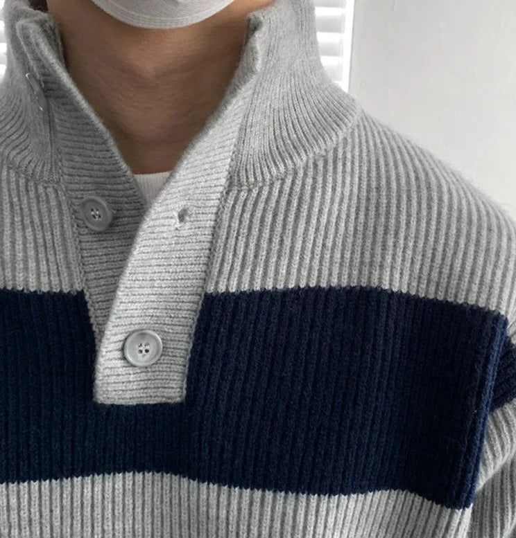 Maxct Stripe Rib Knit Pullover Sweater