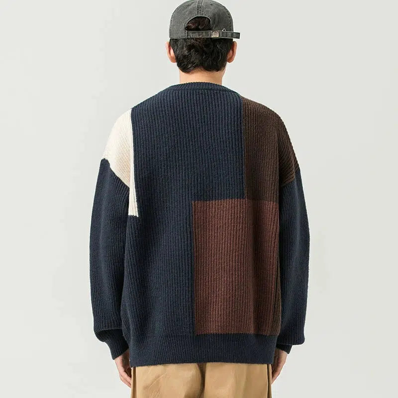 Maxct Color Block Crew Neck Sweater