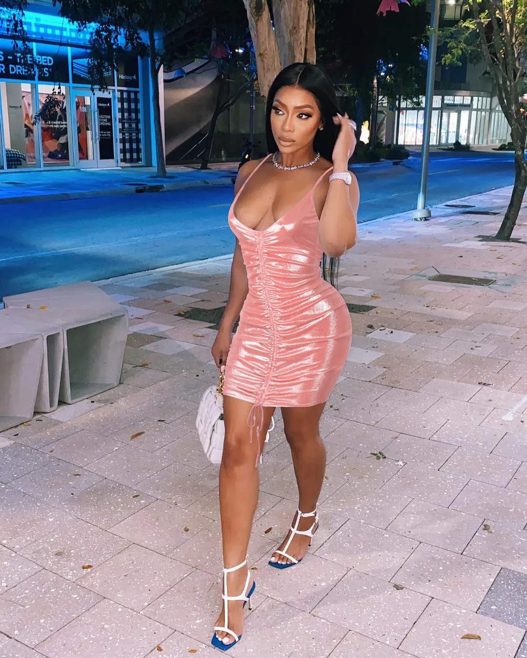 Parity Drawstring Bodycon Mini Dress Sexy Young Little Chap Spaghetti Strap Sweet High Waist Vestidos For Female Summer