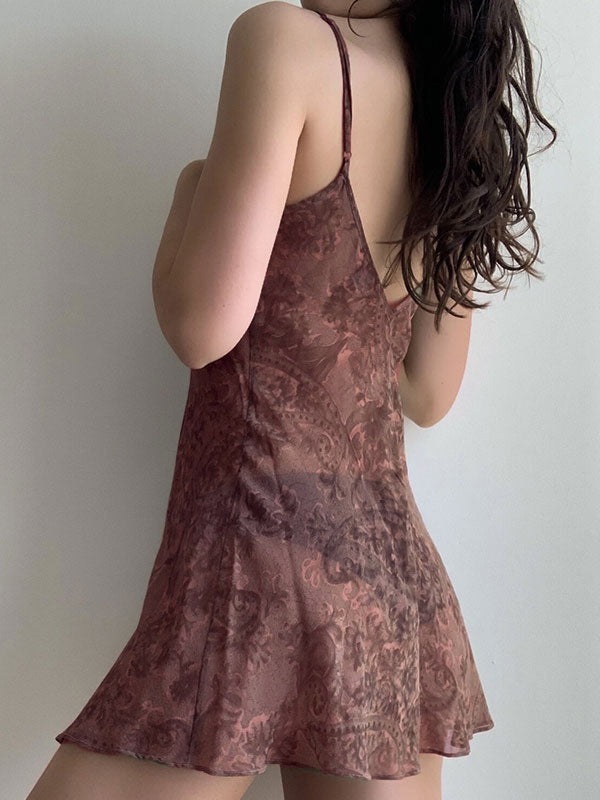 Backless Printed Slip Mini Dress Maxct