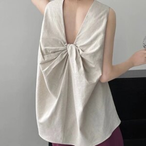Maxct Knotted Back Loose Sleeveless Blouses
