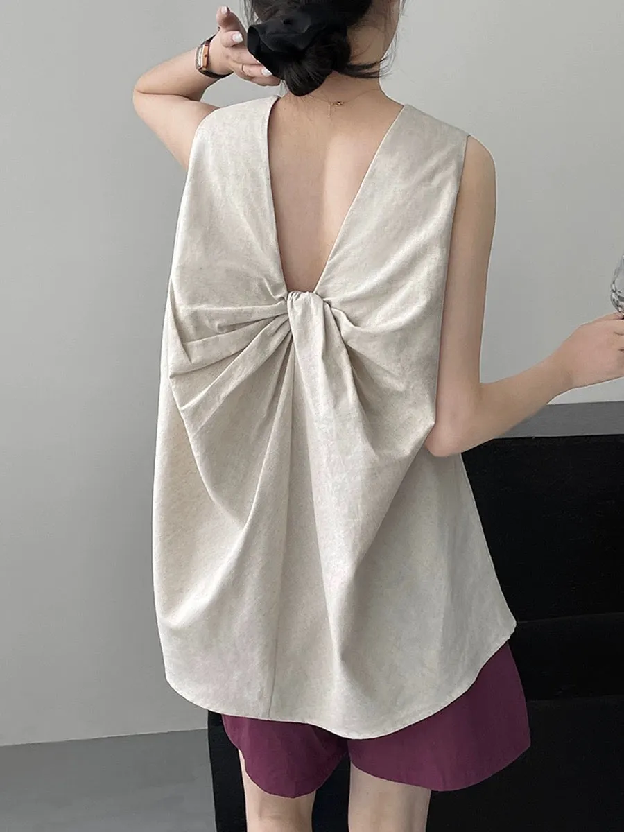 Maxct Knotted Back Loose Sleeveless Blouses