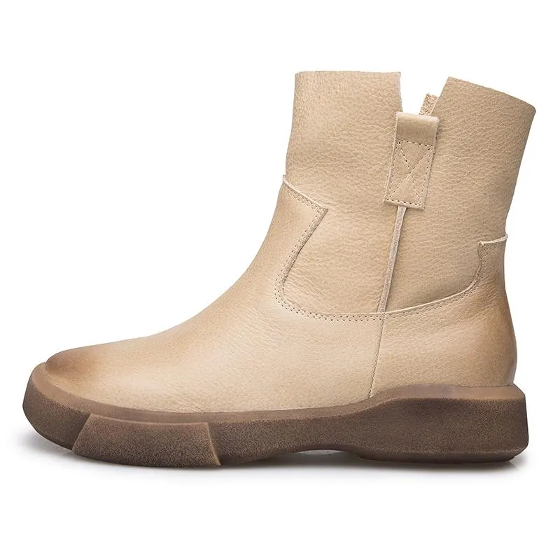 Waxing Short Boots for Winter Side Zipper Chelsea Boots Black/Coffee Maxct