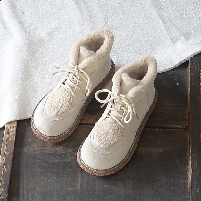 Winter Warm Fleece Lining Lace Up Casual Boots