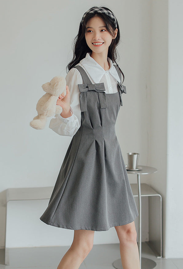 Little Bow Mini Pinafore Dress Set Maxct