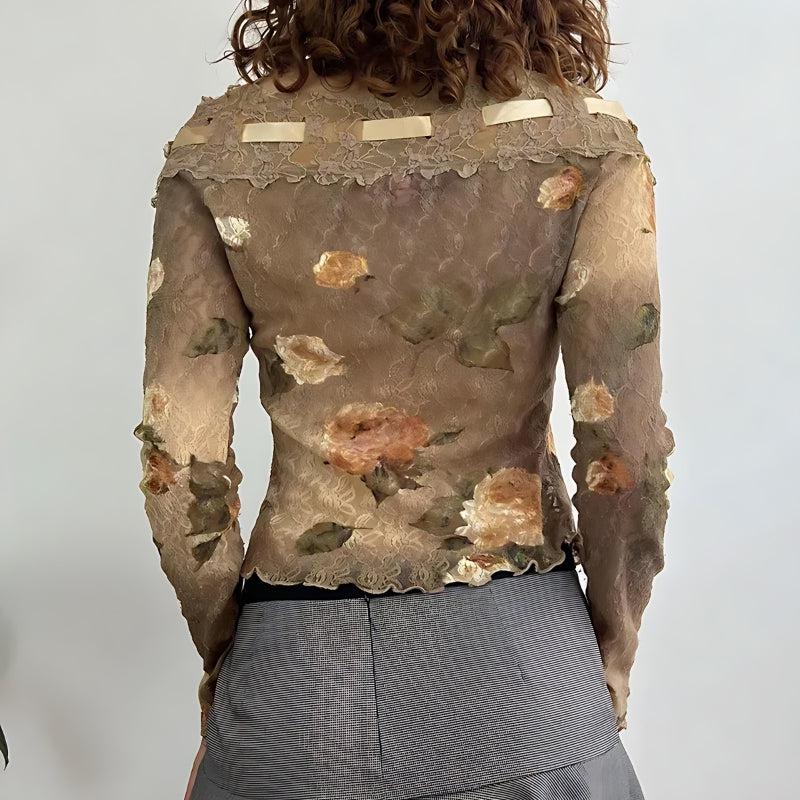 Maxct &Fairy Grunge Floral Off Shoulder Lace Top