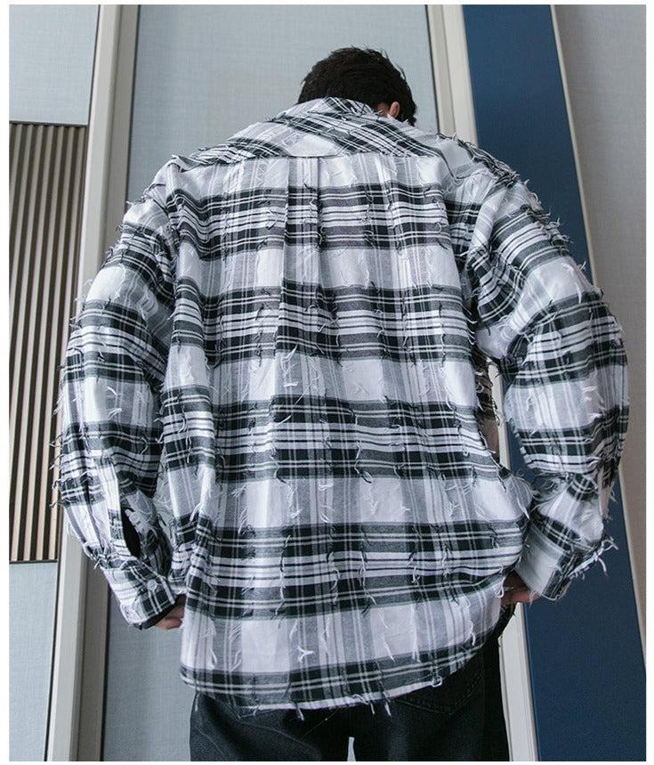 Maxct Fringed Plaid Shirt Jacket