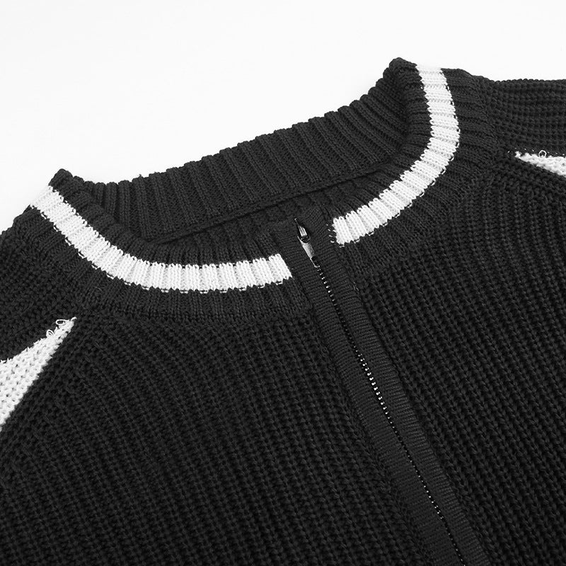 Maxct Vintage Contrast Zip Up Cardigan