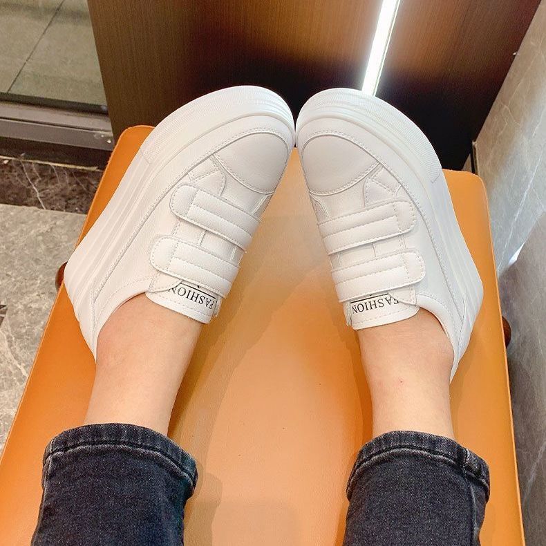 Women's 5cm Leather Wedge Sneakers - true deals club