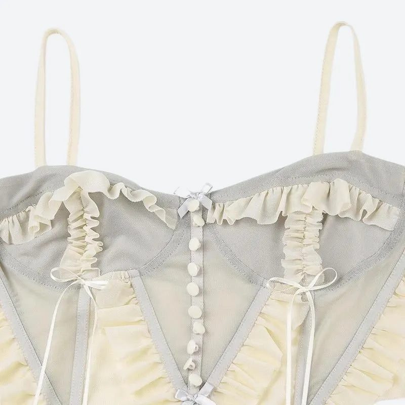 Maxct &Fairycore Ruffled Mesh Corset Top
