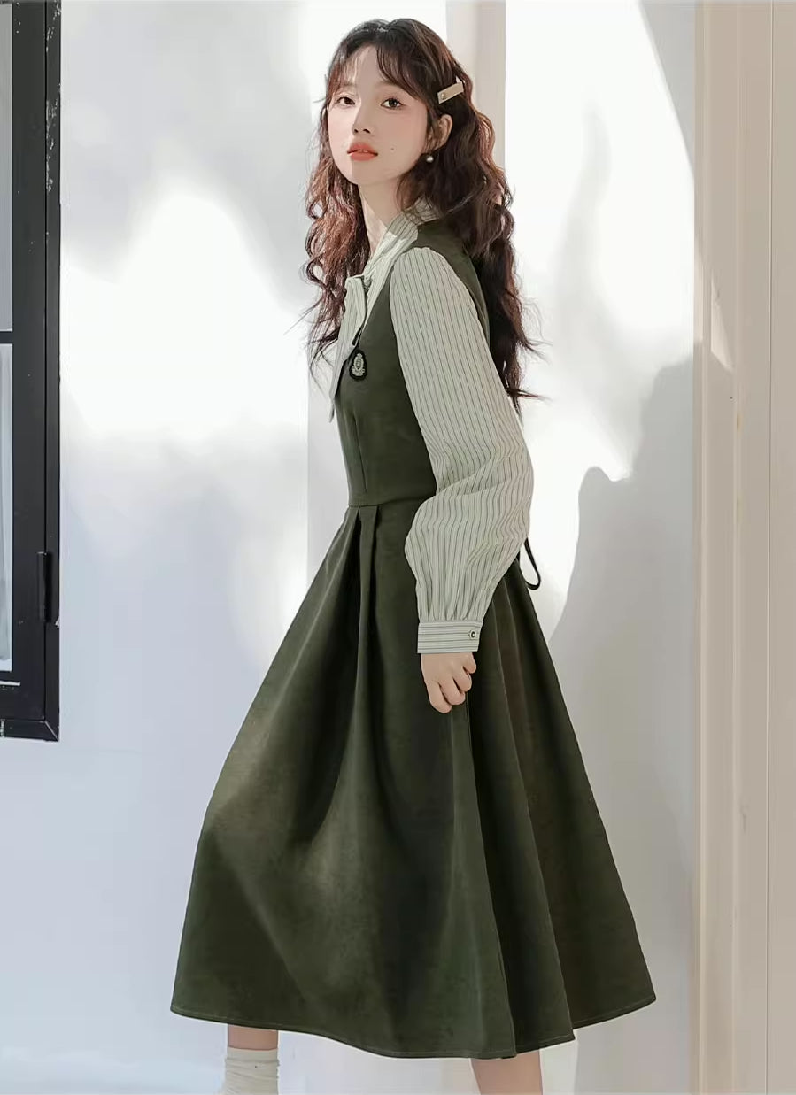 Stripe Academia Twofer Midi Dress Maxct