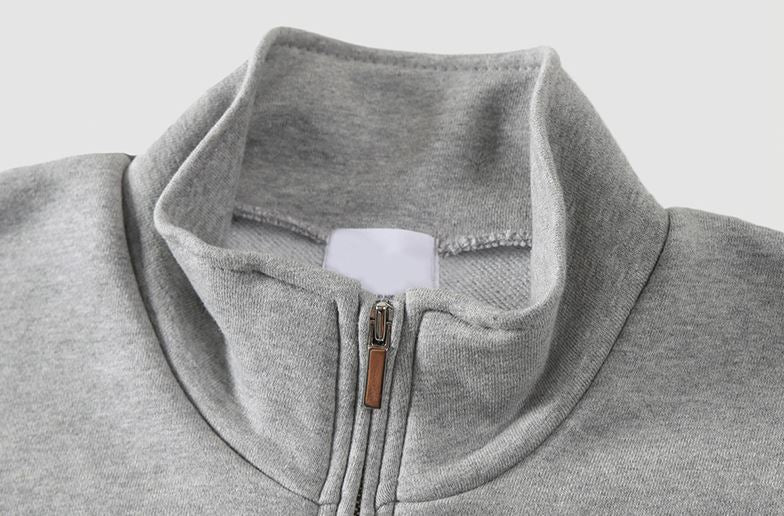Maxct 4460 Gray Stand Collar Half Zip-Up Sweater