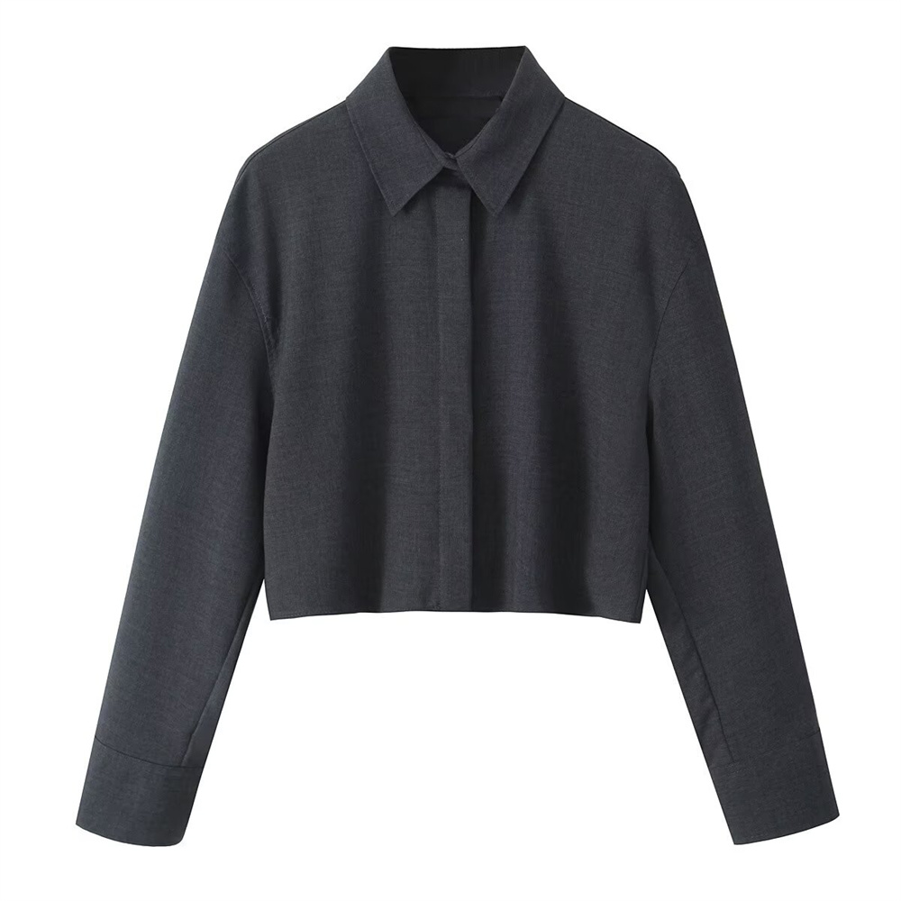 Autumn New Product Women's Clothing Style Long Sleeve Collar Short Shirt High Waist Versatile Shorts Casual Set