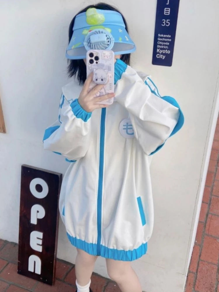 Maxct New Japanese Kawaii Jackets Y2K Women Cute Oversized Sweatshirt Preppy Outwear Harajuku Grunge Fairy Clothes Chaquetas Mujer