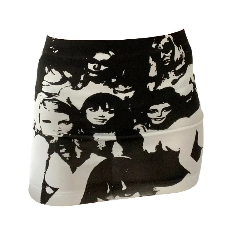 Downtown Girl Aesthetic Print Skirt Maxct