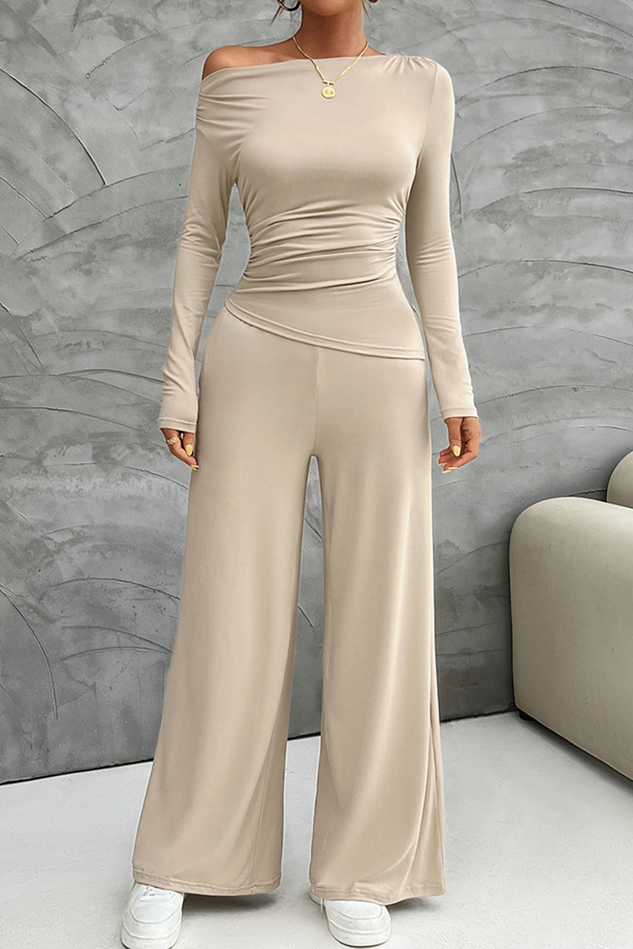 Maxct Drop Shoulder Tops Wide Leg Pants Set