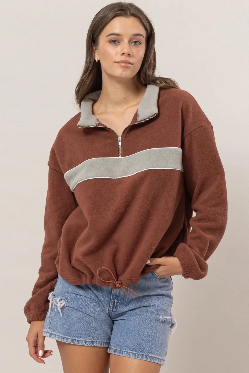 Maxct &HYFVE Fleece Color Block Half Zip Sweatshirt