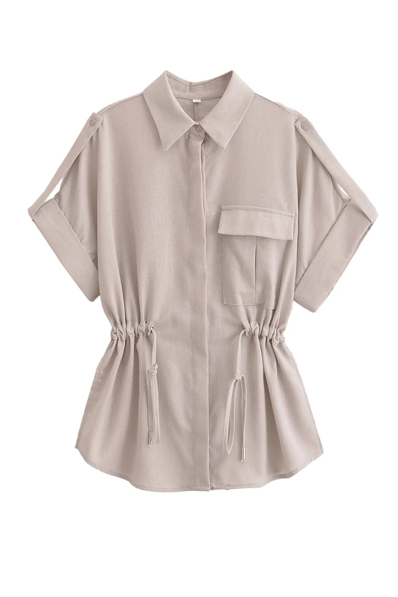 Maxct Half Sleeve Drawstring Shirt Long Pants Two-Piece Set