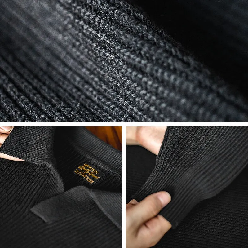 Maxct Open Neck Collared Rib Knit Sweater
