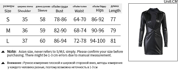 Voguable  Pu Leather Deep V Neck Long Sleeve Loose Mini Dress Winter Casual Streetwear Outfits Club Y2K Maxct