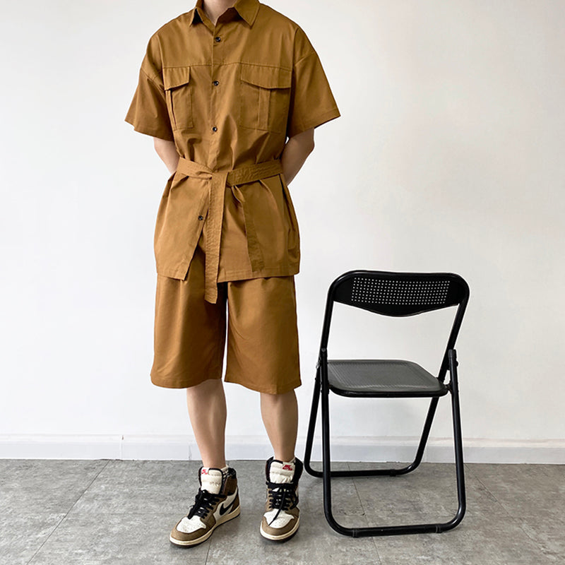 Maxct Two-Piece Square Neck Short Sleeve Shirt and Shorts