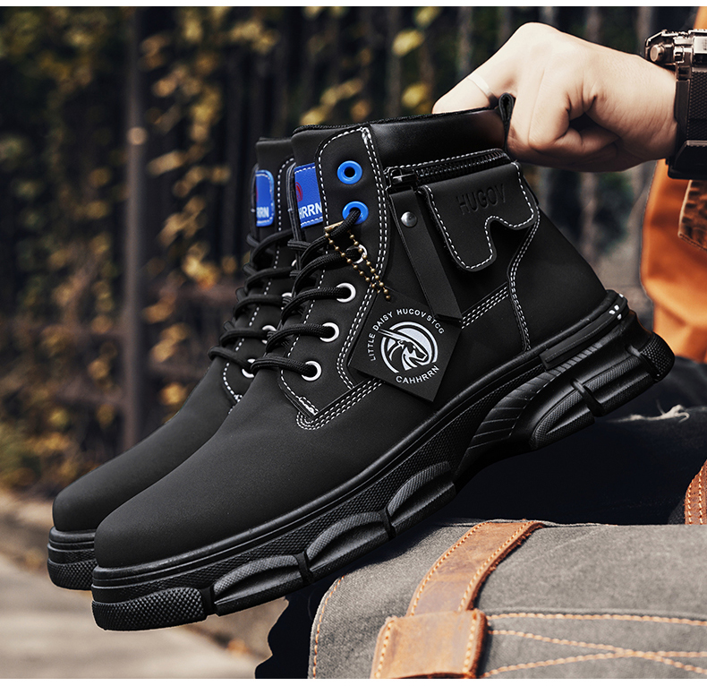 Platform Leather Men's Martin Boots - true deals club