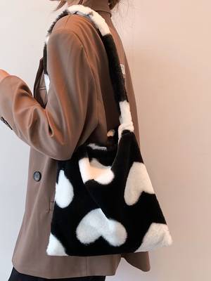 Bag For Love - Fluffy Leopard Pattern Square Bag - Women Maxct Bags