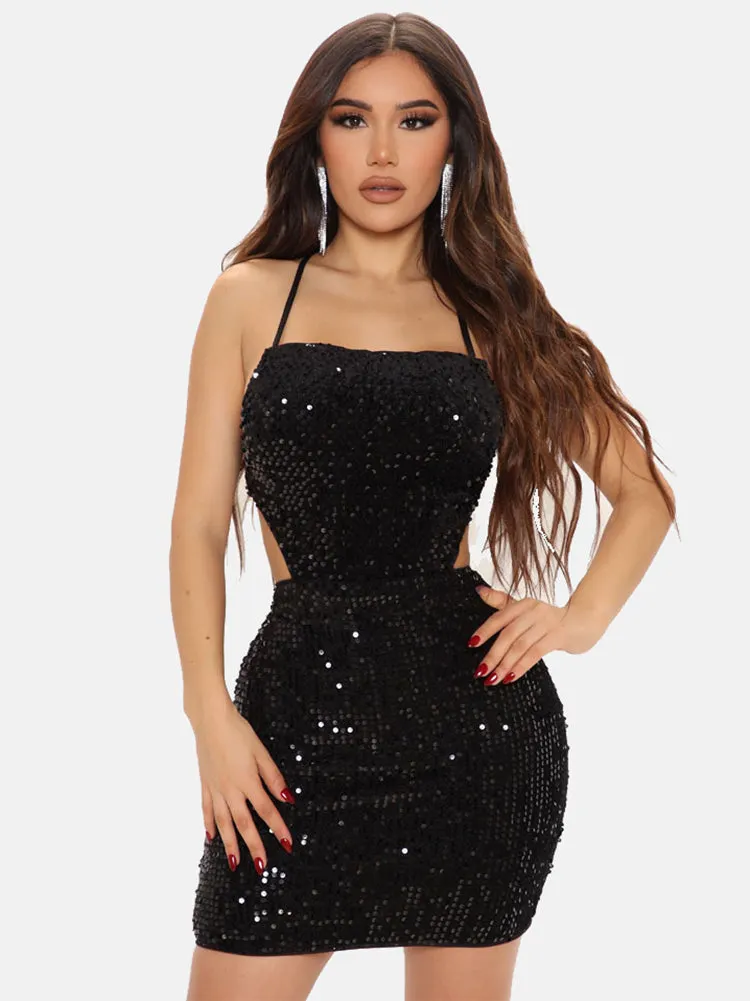 Spaghetti Strap Sequin Bodycon Dress Maxct