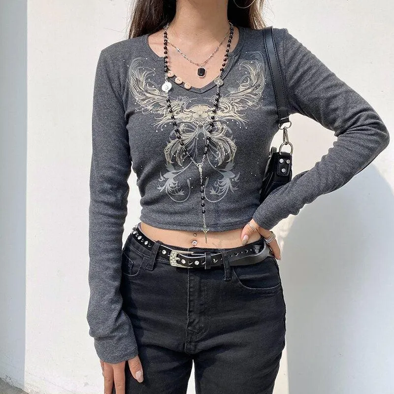 Maxct &Fairy Grunge Butterfly Crop Top
