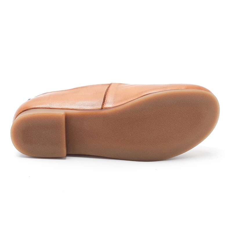Handmade Genuine Slip Ons Breathable Flats Loafers Black/Beige/Apricot/Brown Maxct