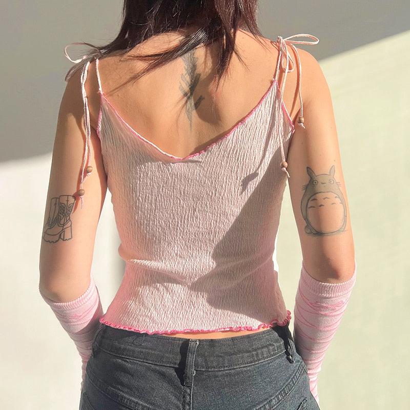 Maxct &Y2K Butterfly Pink Crop Top