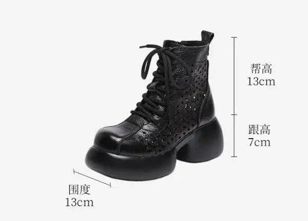 Platform Genuine Leather Ankle Boots for Women Maxct