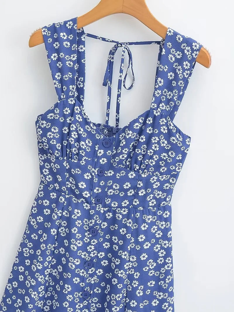 Maxct The Single-breasted Floral Midi Dress