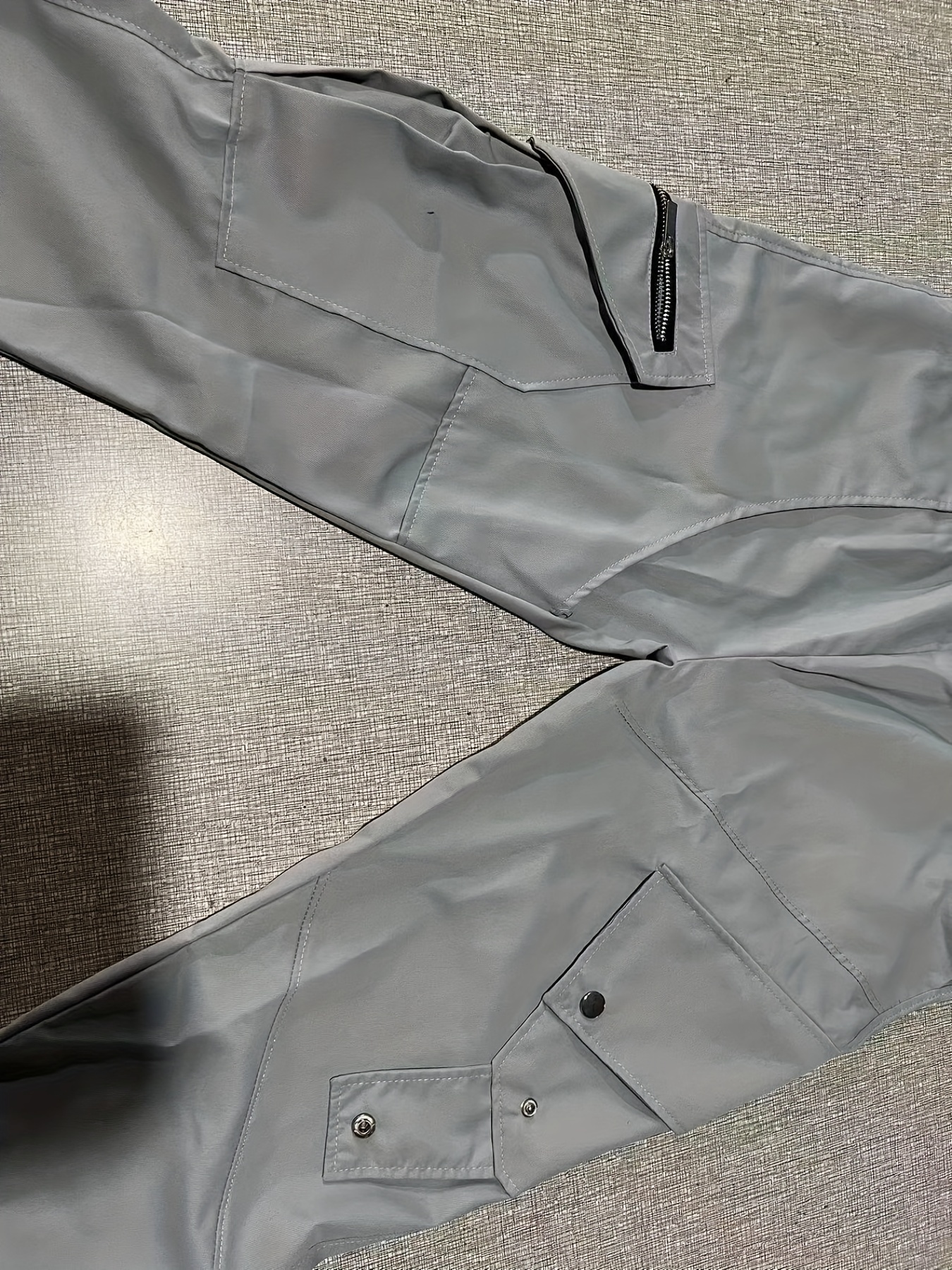 Men's Drawstring Cargo Pants, Zip Pocket Slim Fit Trendy Outdoor Pants, Mens Work Pants, Tactical Pants
