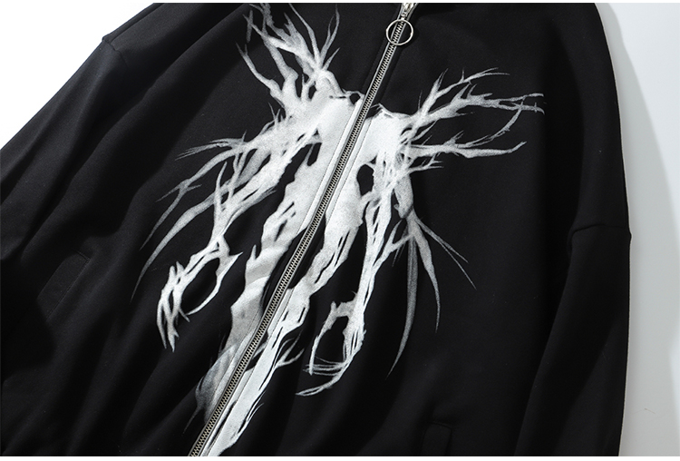 Punk Graphic Print Zipper Hoodie - true deals club