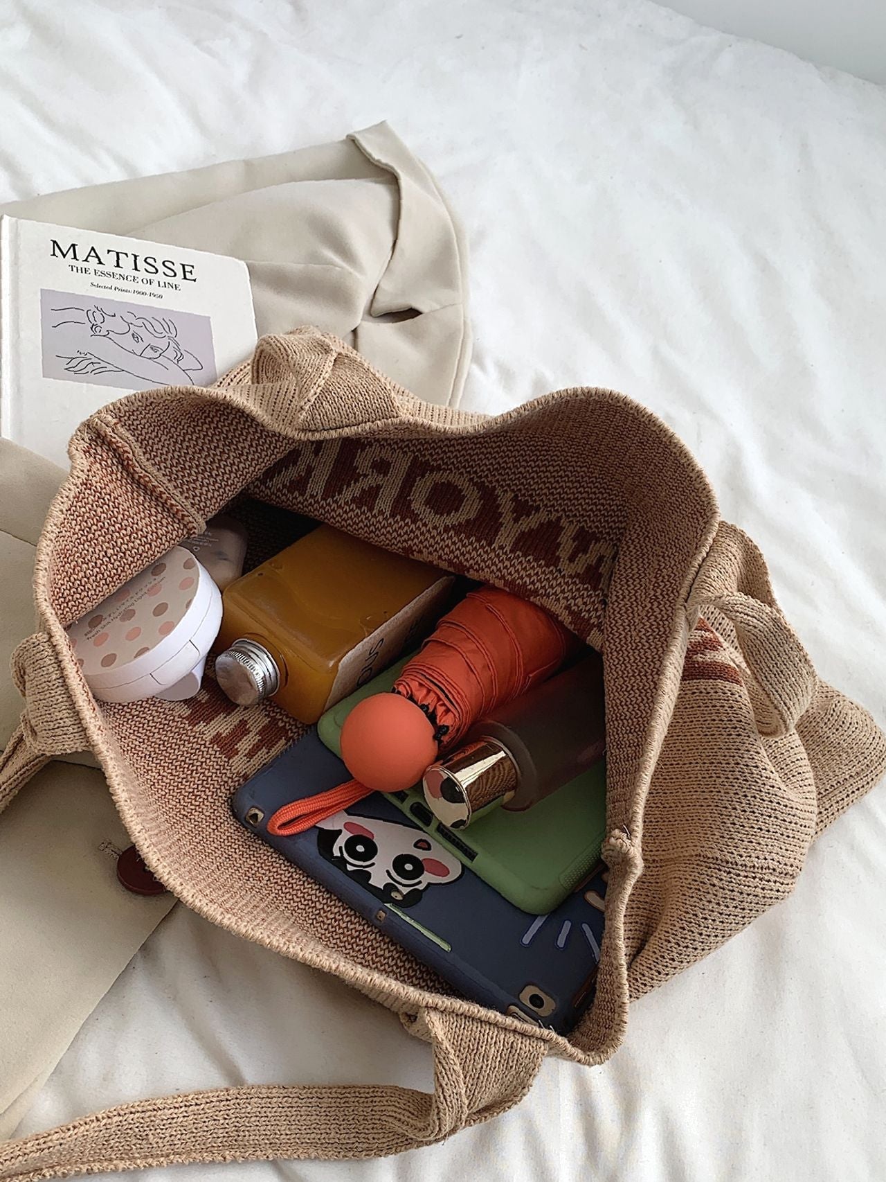 Maxct - Letter Graphic Crochet Shopper Bag  - Women Tote Bags