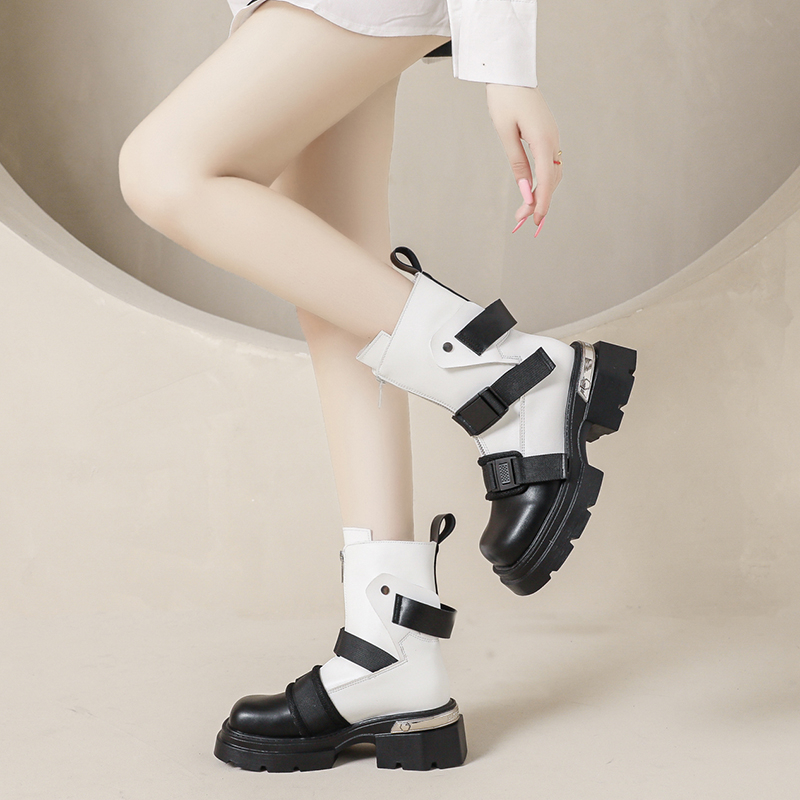 Chunky Platform Designer Ankle Boots â€Trendy Belt Buckle Accent - true deals club
