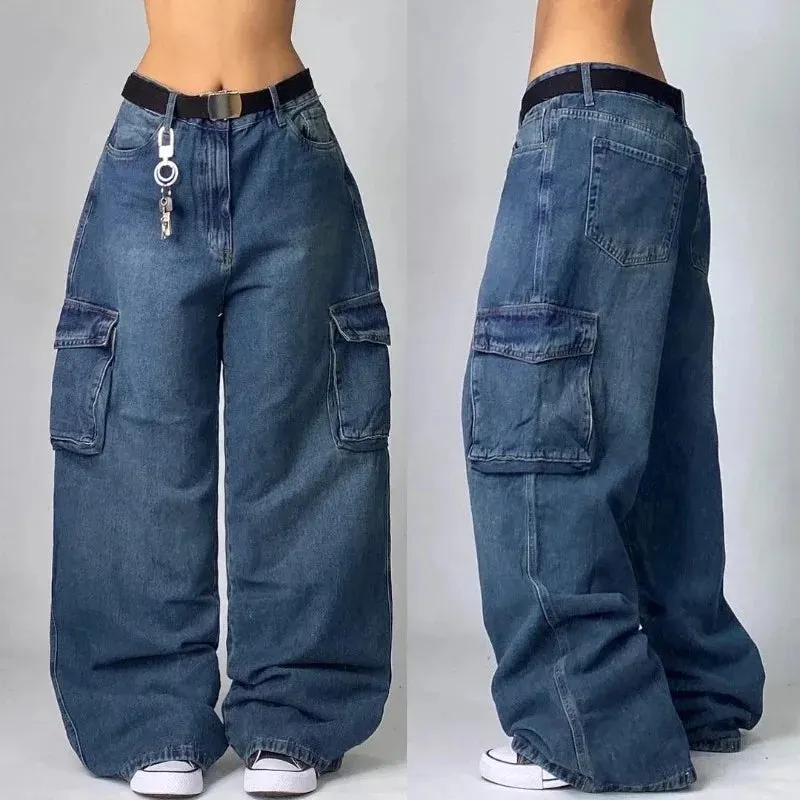 High Waisted Baggy Jeans - Multi-pocket Maxct